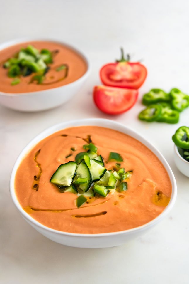 Gazpacho is a great, fresh and delicious option as an entrant to Paella
