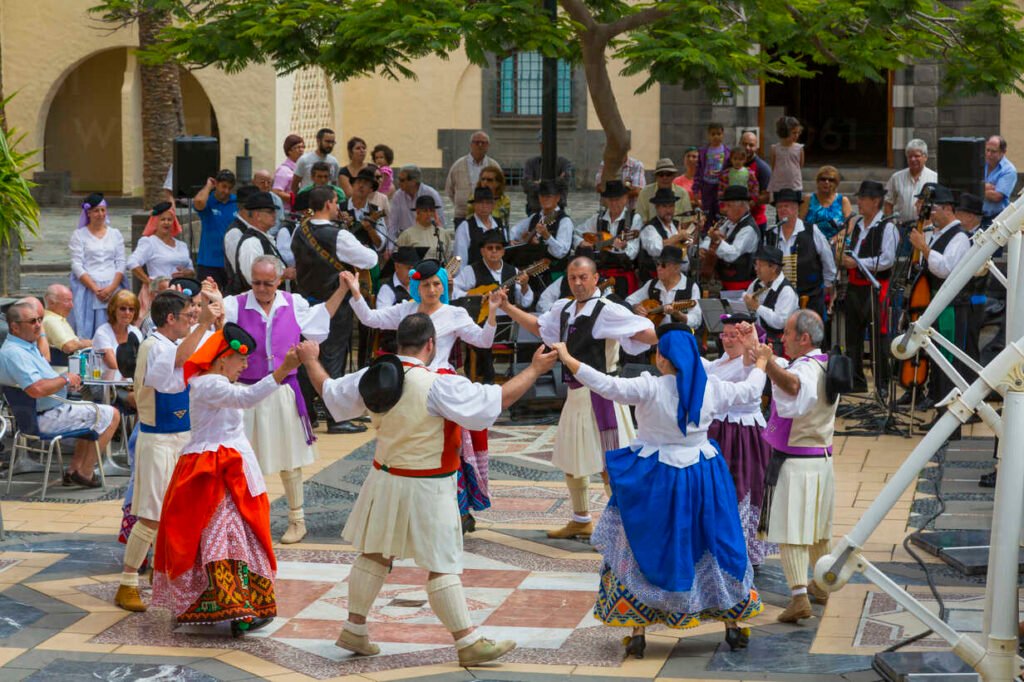 Spanish dancing a traditional Canarian dance as a form of ritual